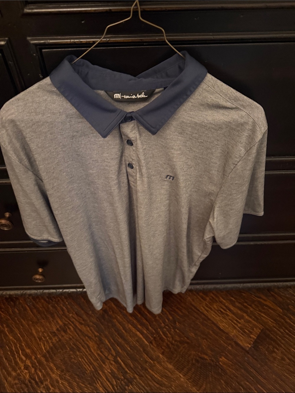 Travis Mathew Gray Polo with Navy Contrast Collar